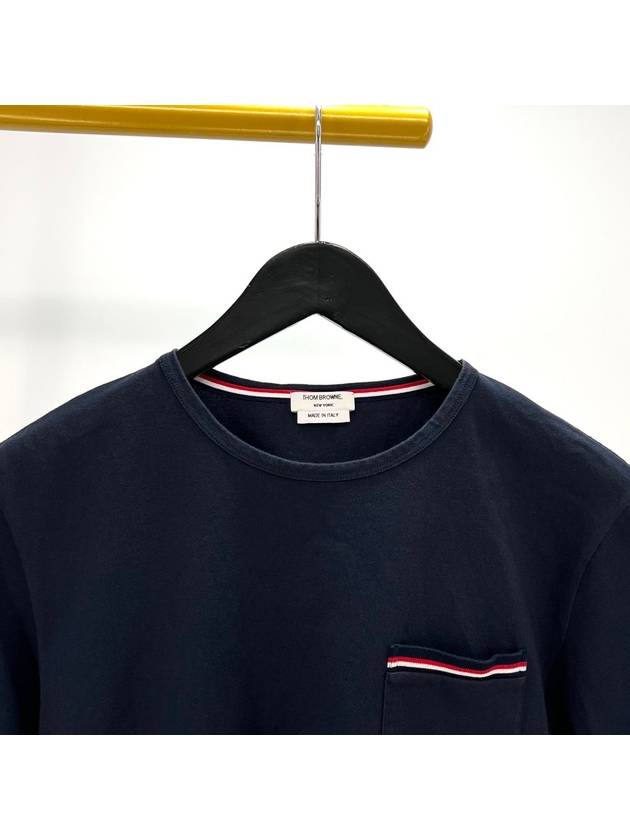 Pocket short sleeve t shirt navy size 2 - THOM BROWNE - BALAAN 4