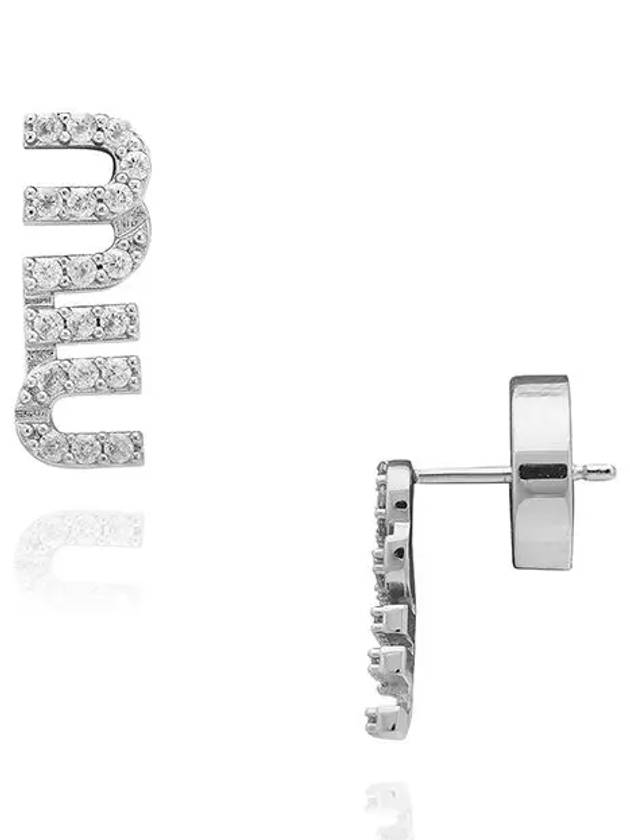 Metal Crystal Earrings Silver - MIU MIU - BALAAN 2