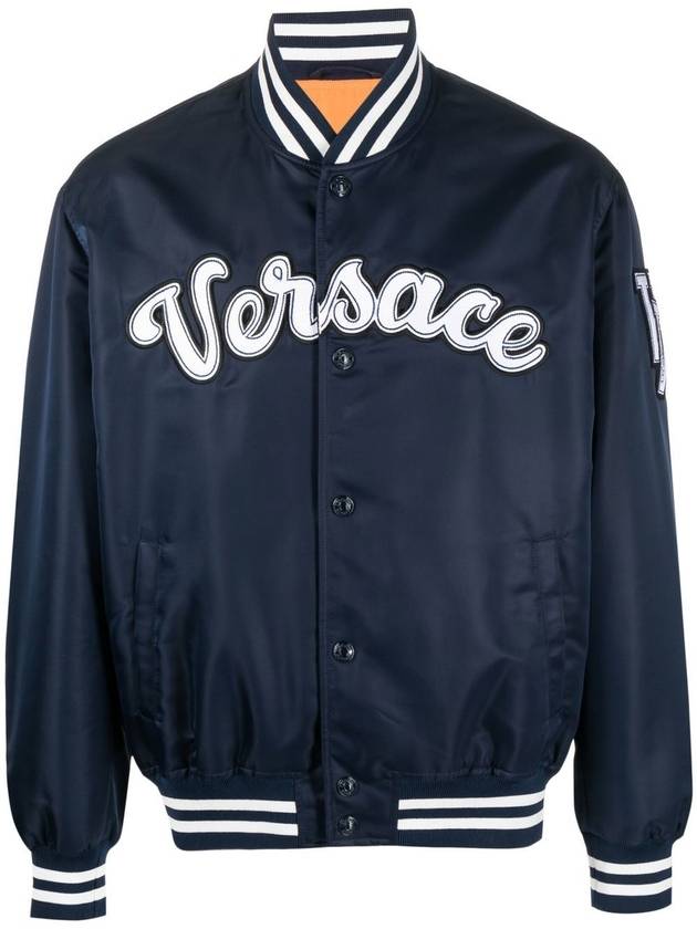 Varsity Nylon Bomber Jacket Navy - VERSACE - BALAAN 2