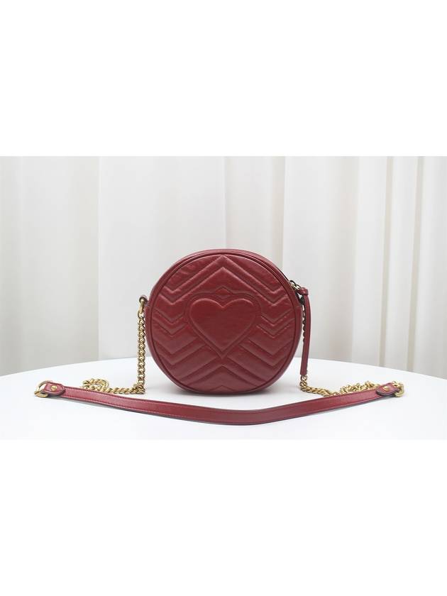 GG Marmont Mini Round Cross Bag Red 550154 - GUCCI - BALAAN 4