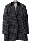 Houndstooth Check Tweed Contrast Cashmere Single Coat Black - THOM BROWNE - BALAAN 2