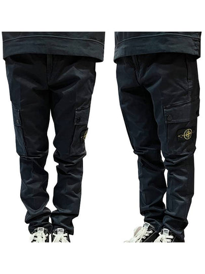 Wappen Patch Slim Fit Straight Pants Blue - STONE ISLAND - BALAAN 2