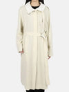 Women's Washed Wool Slit Long Single Coat Cream - LEMAIRE - BALAAN 1