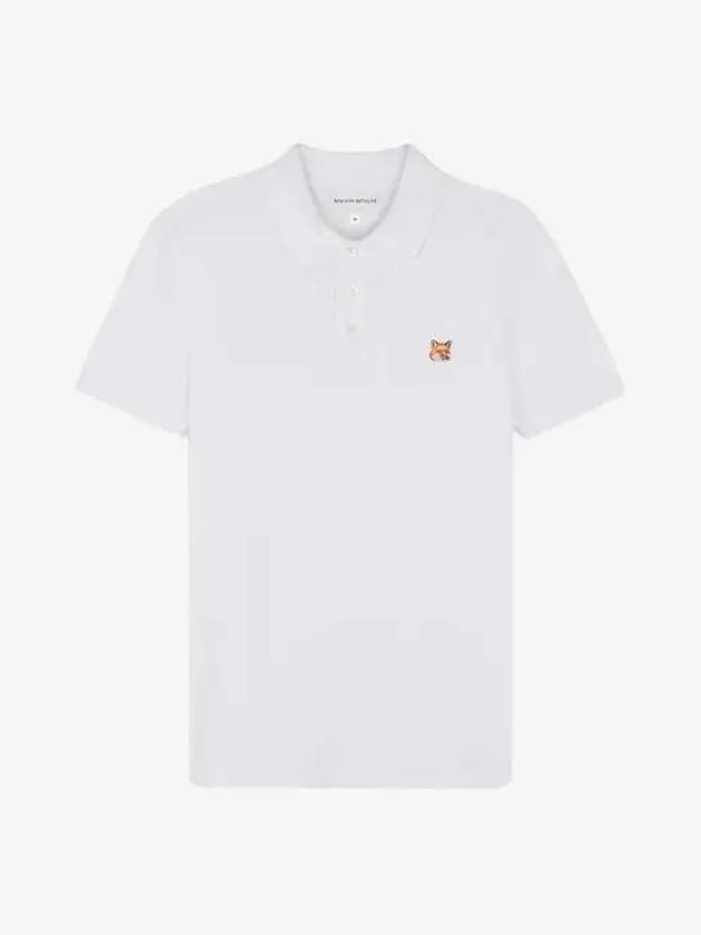 Fox Head Patch Cotton Polo Shirt White - MAISON KITSUNE - BALAAN 3