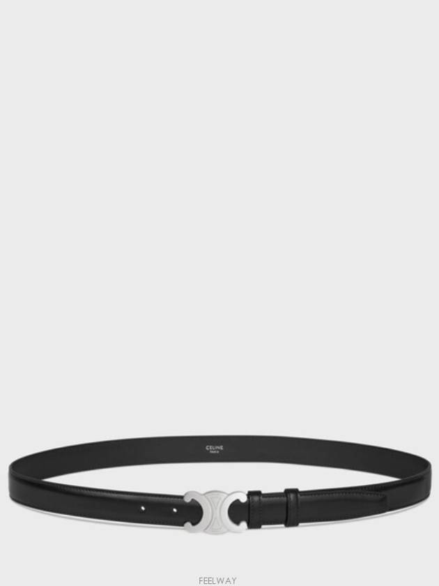 Silver Triomphe Calfskin Belt Black - CELINE - BALAAN 2