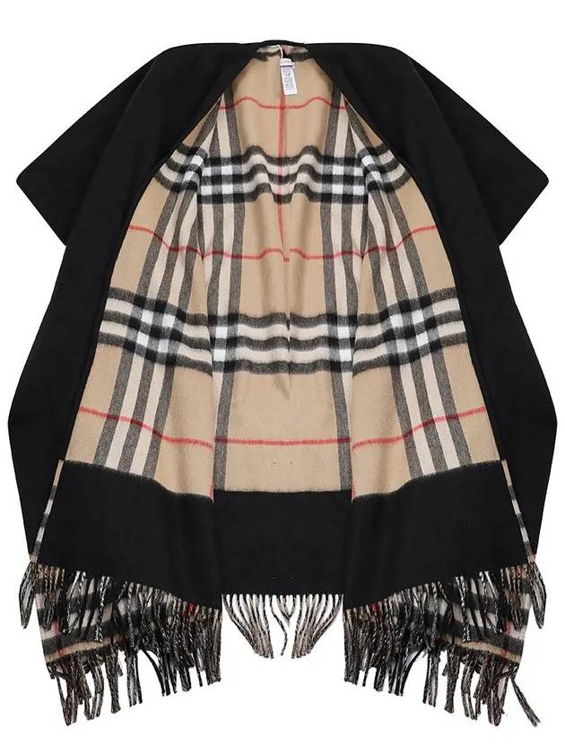 Vintage Check Pattern Wool Cashmere Cape Black - BURBERRY - BALAAN 4