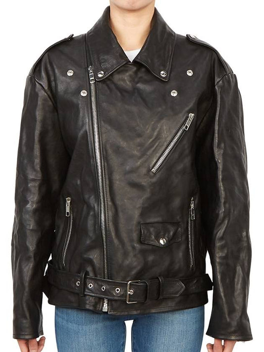 Black leather biker jacket Black - GUCCI - BALAAN.