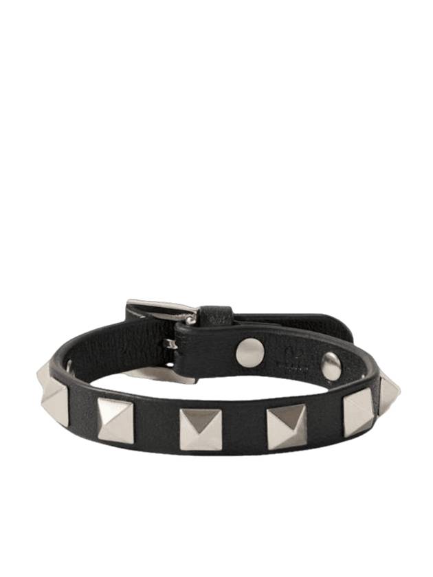 Rockstud Leather Bracelet Black - VALENTINO - BALAAN 1