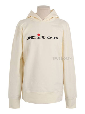 Men's UMK0272 01 Logo Print Hooded Sweatshirt Cream - KITON - BALAAN 1