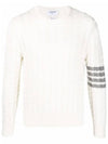 Diagonal Armband Cable Knit Top White - THOM BROWNE - BALAAN 2