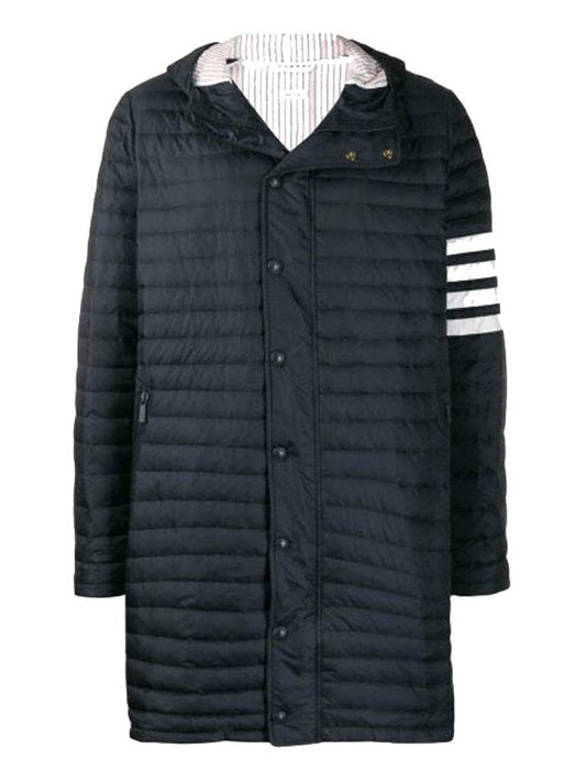 Men's 4 Bar Hooded Padding Navy - THOM BROWNE - BALAAN 1