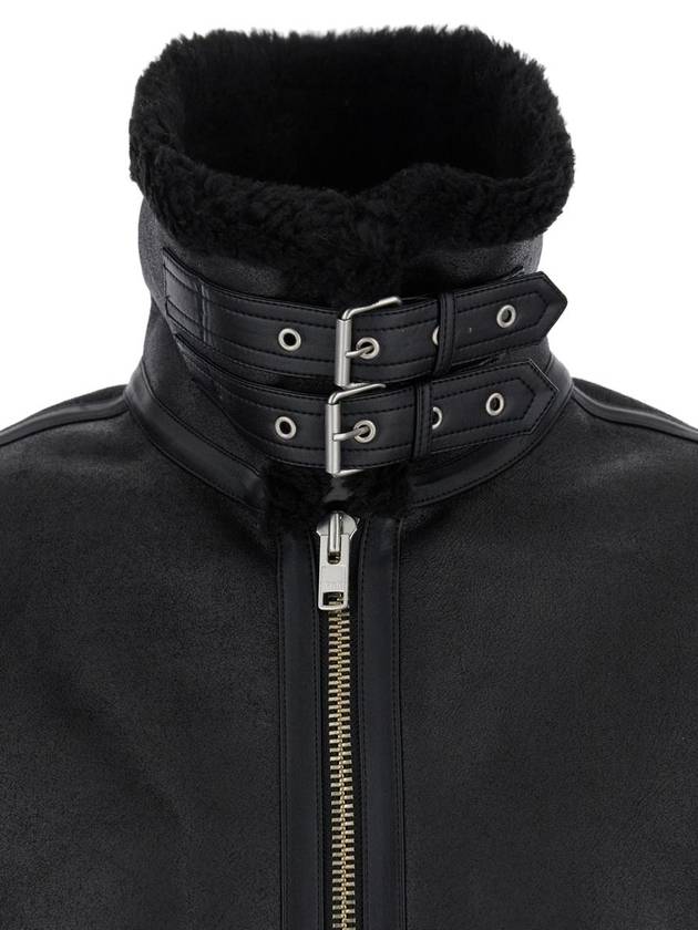 Black Shearling Jacket With Ecofur Details In Ecoleather Man - DUNST - BALAAN 3