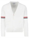 Milano Stitch Sprite Armband Cotton V-neck Cardigan White - THOM BROWNE - BALAAN 2