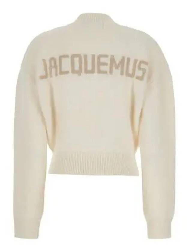 Intarsia Knit Logo Crew Neck Knit Top Ivory - JACQUEMUS - BALAAN 3