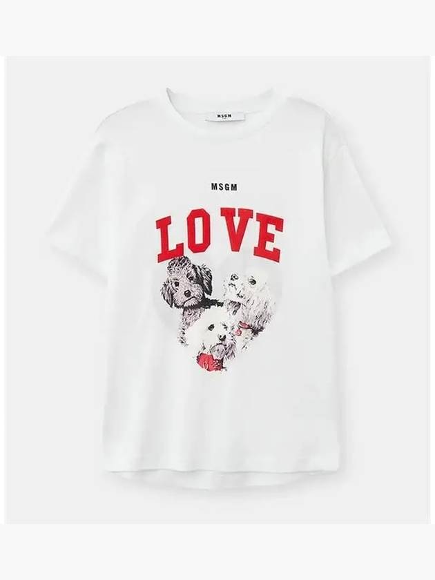 Kids Dog Heart Short Sleeve T Shirt White - MSGM - BALAAN 1