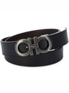 Double Gancini Reversible Leather Belt Black Auburn - SALVATORE FERRAGAMO - BALAAN 2