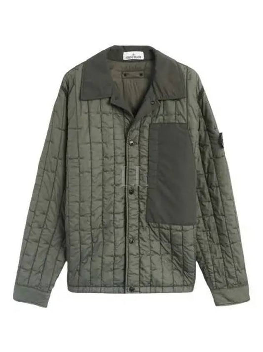 Men's Stella Wappen Patch Quilted Jacket Green - STONE ISLAND - BALAAN 1