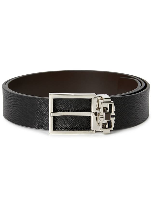 Gancini Leather Belt Brown - SALVATORE FERRAGAMO - BALAAN 3