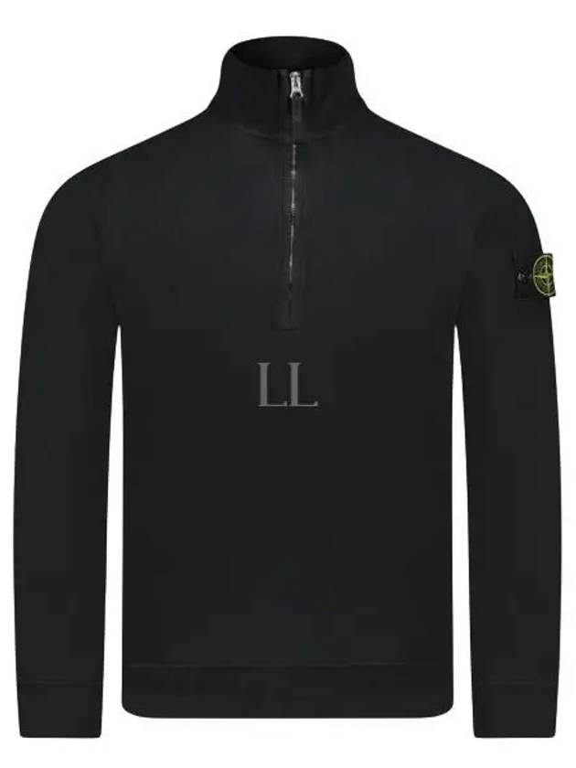 Logo Half Zipper Sweatshirt Black - STONE ISLAND - BALAAN 2