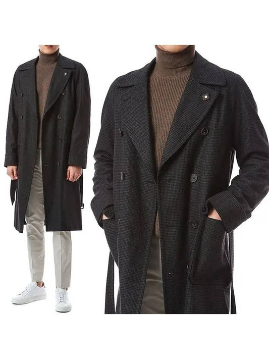 Houstooth Wool Double Coat Black - RVR LARDINI - BALAAN.
