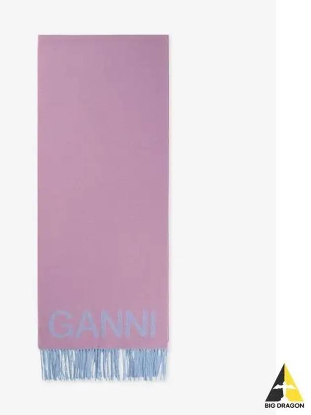 Fringed Wool Scarf  Lilac Chiffon - GANNI - BALAAN 2