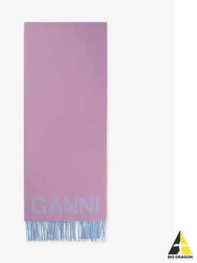 Fringed Wool Scarf  Lilac Chiffon - GANNI - BALAAN 2