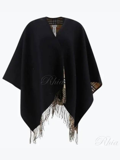 Check Reversible Wool Cape Black - BURBERRY - BALAAN 2