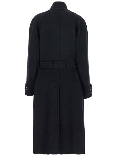 Black Double-Breasted Coat With Removable Belt And Wraparound Design In Wool Blend Woman - LOW CLASSIC - BALAAN 2