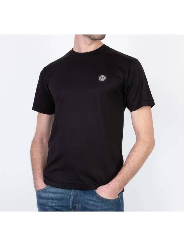 Logo Patch Short Sleeve T-Shirt Black - STONE ISLAND - BALAAN 4