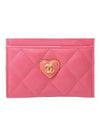 Heart Logo Lambskin Card Wallet Pink - CHANEL - BALAAN 1