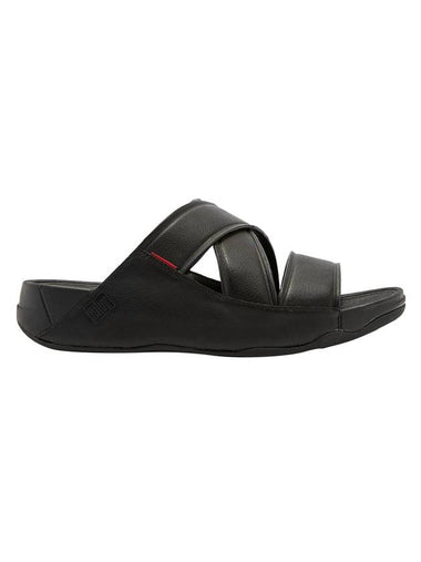 Peep Toe Cross Strap Comfort Slippers Black - FITFLOP - BALAAN 1