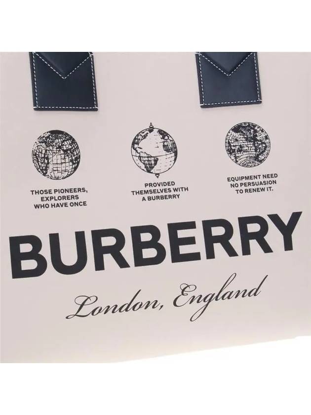 Label Print Medium London Cotton Tote Bag Beige - BURBERRY - BALAAN 6