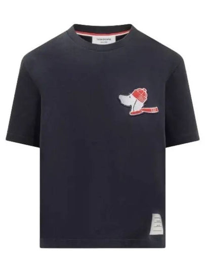 Festive Jersey Button Hector Short Sleeve T Shirt Navy - THOM BROWNE - BALAAN 2