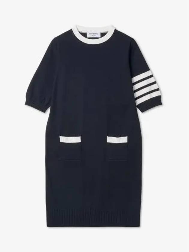 Diagonal Hector Outline Short Dress Navy - THOM BROWNE - BALAAN 2