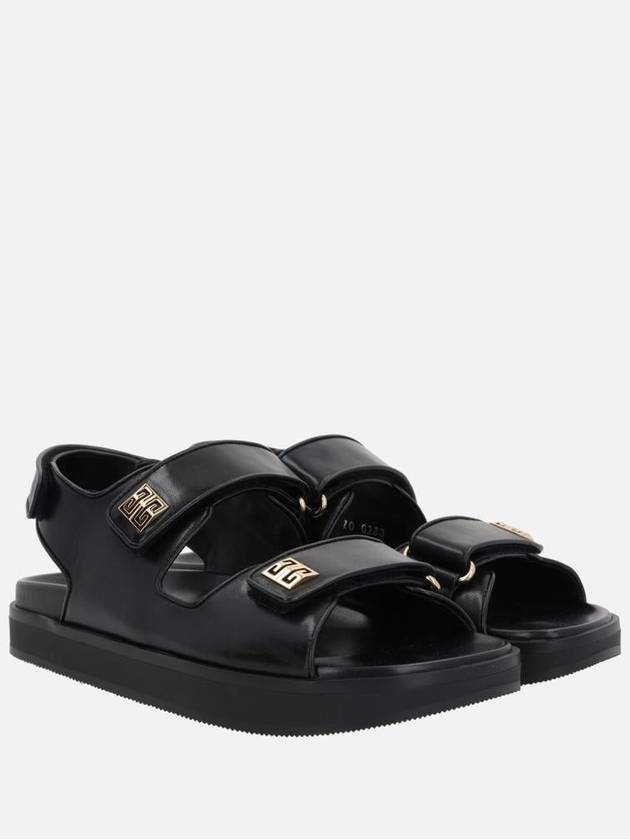 4G Strap Leather Flat Sandals Black - GIVENCHY - BALAAN 3