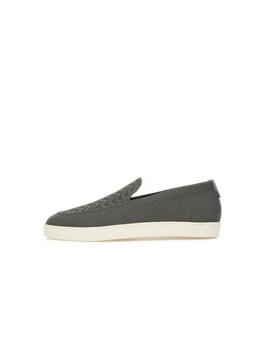 Men s Chevron Jacquard Fabric Slip Ons Dark Gray - GIORGIO ARMANI - BALAAN 1