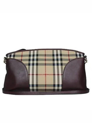 3994662 Classic Check Burgundy Leather Cross Bag - BURBERRY - BALAAN 1