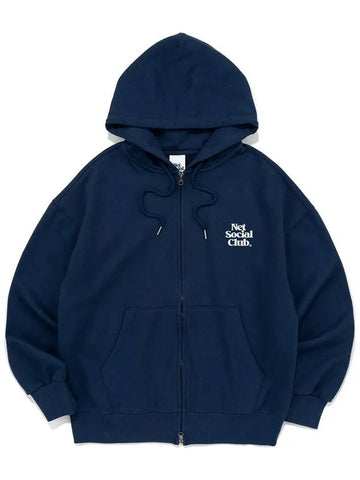 SMALL LOGO HOOD ZIP UP DARK BLUE - NET SOCIAL CLUB - BALAAN 1