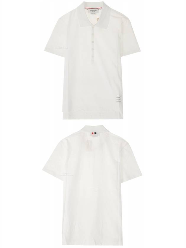 Side Slit Three Stripe Tab Short Sleeve Polo Shirt White - THOM BROWNE - BALAAN 5