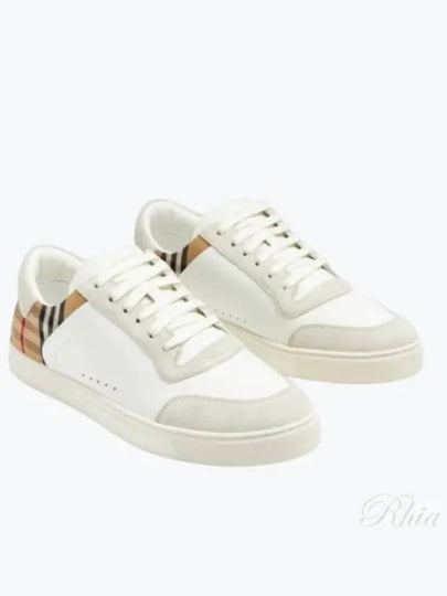 Check Leather Suede Sneakers Natural White Archive Beige - BURBERRY - BALAAN 2