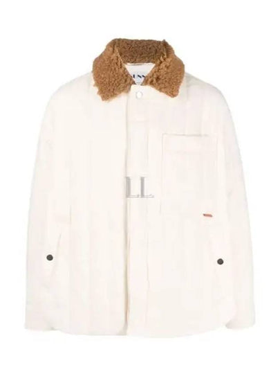 Shearling Collar Padded Oversized Fit Jacket Ivory - SUNNEI - BALAAN 2