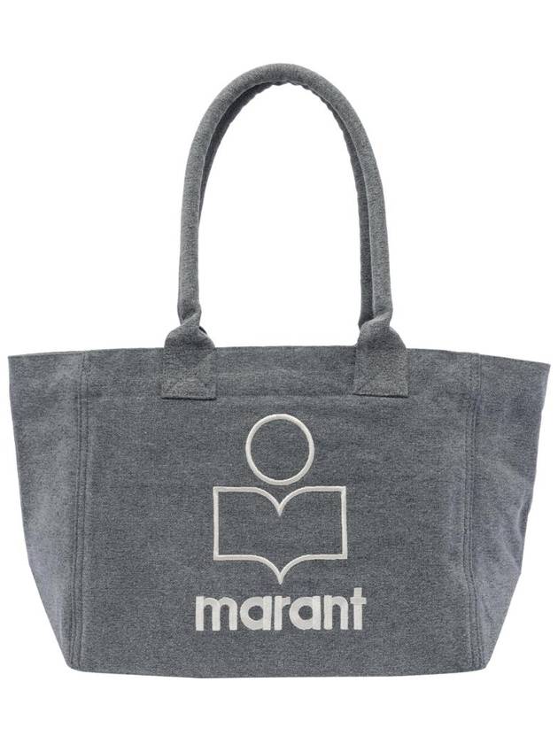 Yenky Zipper Logo Washed Cotton Tote Bag Grey - ISABEL MARANT - BALAAN 1