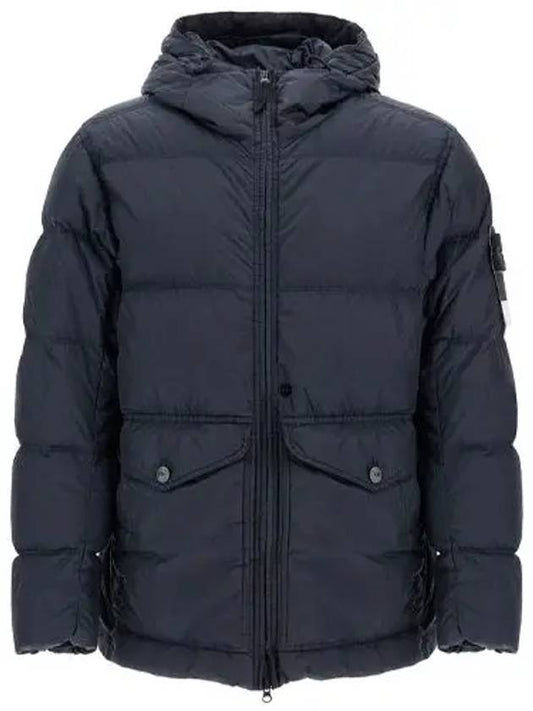 Wappen Patch Garment Dyed Crinkle Wraps Hooded Jumper Navy Men s Jacket 811540723 V0020 - STONE ISLAND - BALAAN 1