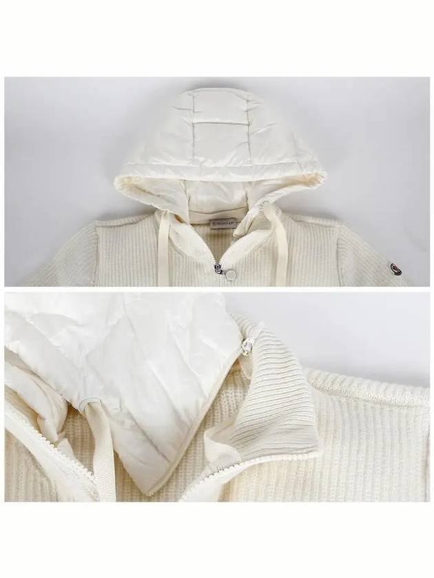 Padded Wool Hooded Cardigan White - MONCLER - BALAAN 6