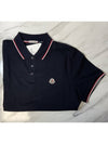 Logo Patch Polo Shirt Dark Blue - MONCLER - BALAAN 3