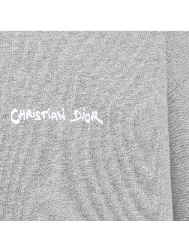 Embroidered Logo Cotton T-Shirt Grey - DIOR - BALAAN 7