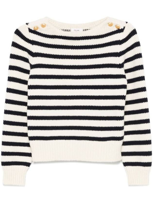 Marinière Boat Neck Knit Top Navy Off White - CELINE - BALAAN 2