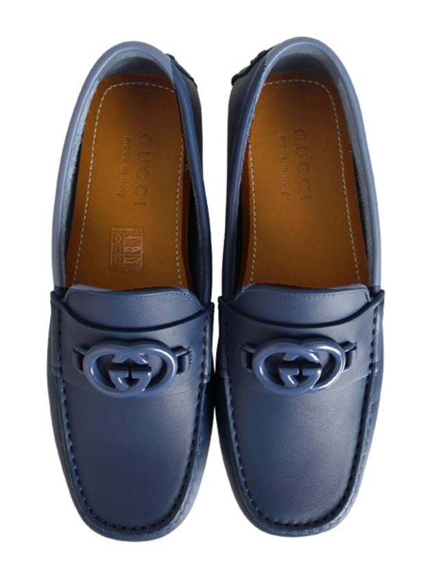 Men's Interlocking G Driving Shoes Blue - GUCCI - BALAAN.