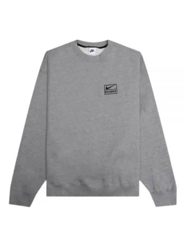 Stussy Fleece Crew Neck Sweatshirt Dark Gray - NIKE - BALAAN 2