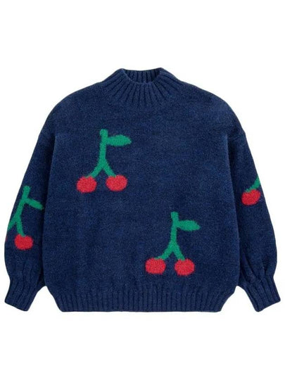 Kids Logo Cherry Knit Navy Blue B224AC119 411 - BOBO CHOSES - BALAAN 2